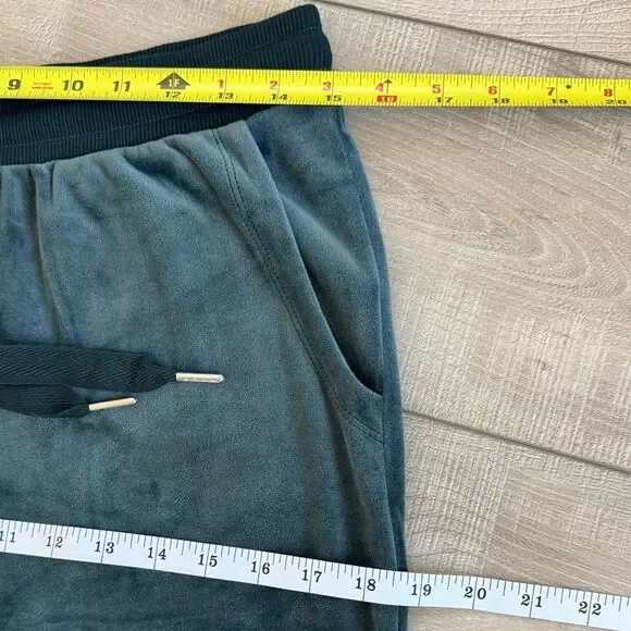 Alfani Intimates Women"s Velvet Drawstring Dark Teal Sweatpants, size Small - Picture 9 of 12